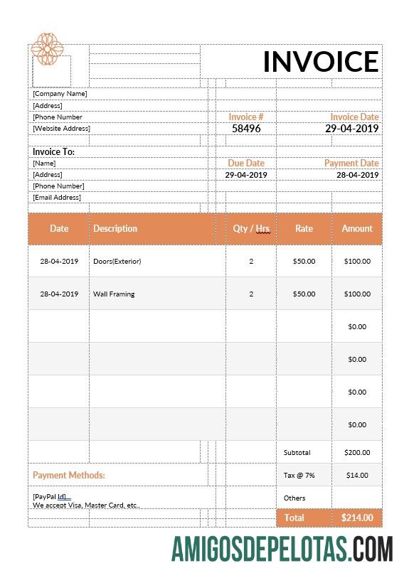 em branco Modelo de fatura de design exterior